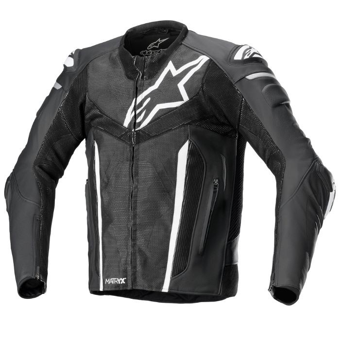 Fusion Leather Jacket Schwarz Weiss Grau